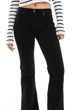 Bershka High Waisted Flared Jeans - Black - Size 2